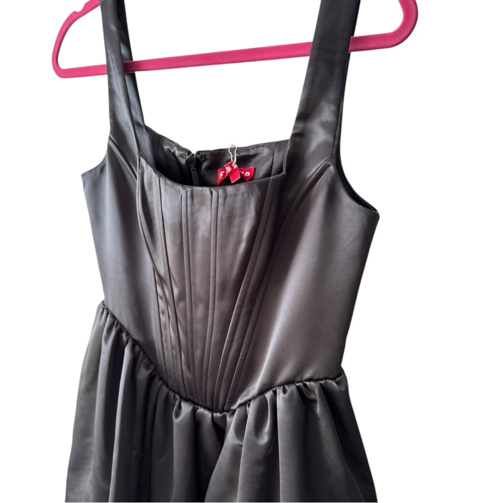 Staud Landscape Mini Dress Satin Black Size 2 - Picture 5 of 9